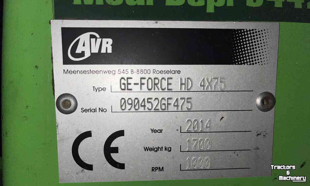 Rotary Hiller AVR GE-Force 4x75 HD Rijenfrees