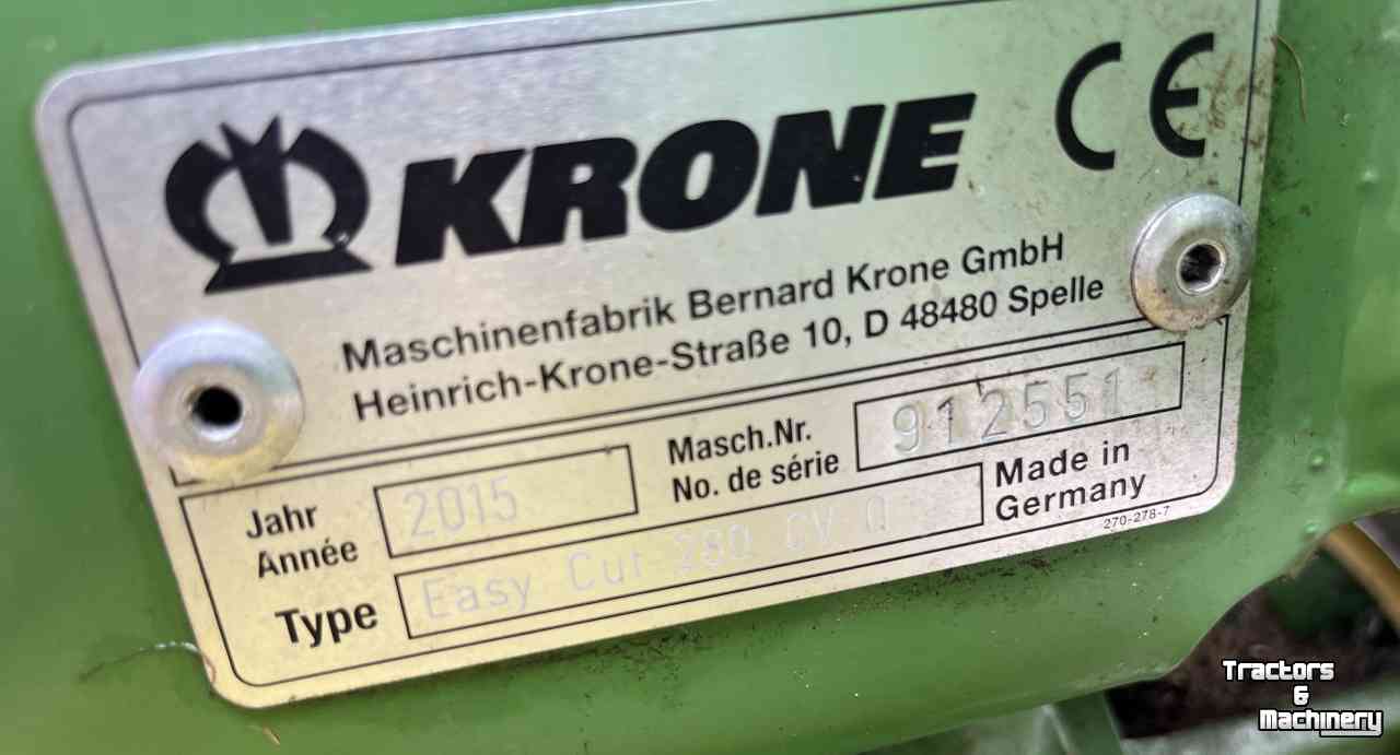 Mower Krone Easycut 280 CV-Q schijvenmaaier verkocht