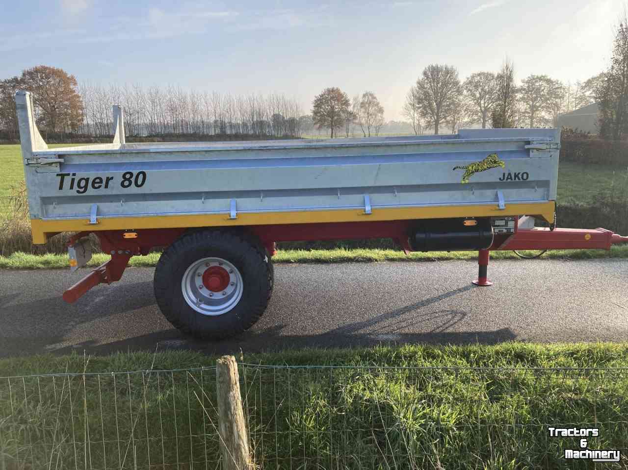 Dumptrailer Jako Tiger 80 NIEUW RDW luchtremmen auto klepsluiting  kipper kraanbakkar