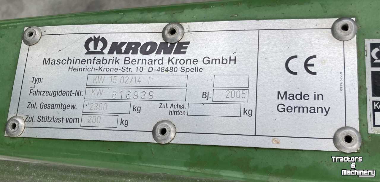 Tedder Krone KW 15.02/14 schudder weidebouwmachines